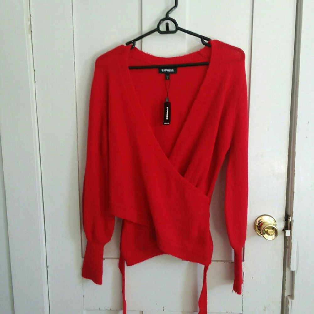 NWT EXPRESS Red Wrap Sweater - Picture 10 of 11